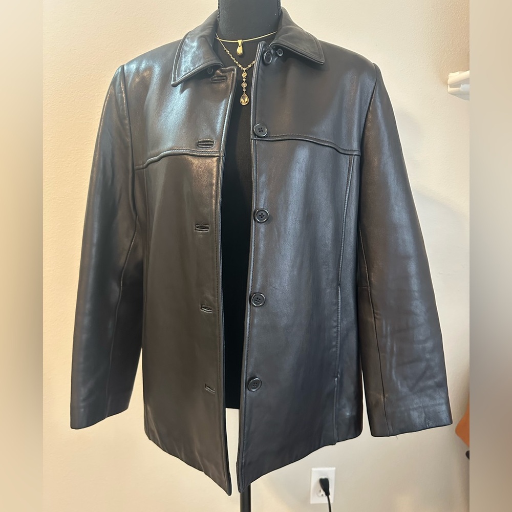 Petite Sophisticate Black Leather Jacket